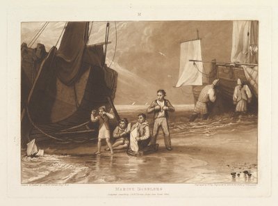 Aficionados al mar, Liber Studiorum, parte VI, lámina 29, junio de 1811 de Joseph Mallord William Turner