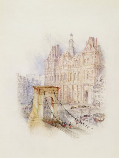 París: Hotel de Ville (acuarela, pluma y tinta roja sobre papel blanco) de Joseph Mallord William Turner
