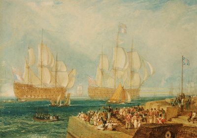 Puerto de Plymouth: Remolcando premios franceses de Joseph Mallord William Turner