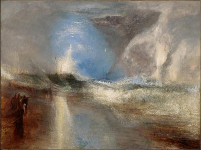 Cohetes y luces azules cerca para advertir a los barcos de vapor de aguas poco profundas de Joseph Mallord William Turner