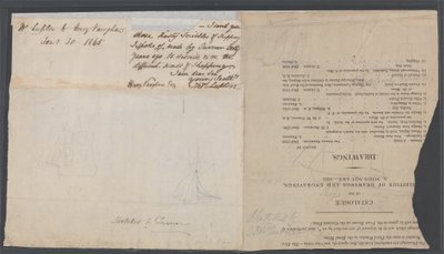 Boceto de dos barcos en una página de catálogo, c.1823 de Joseph Mallord William Turner