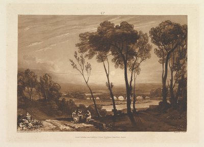 El puente en la distancia media (Liber Studiorum, parte III, placa 13) de Joseph Mallord William Turner