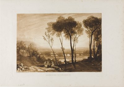 El puente en la distancia media, lámina 13 de Liber Studiorum de Joseph Mallord William Turner