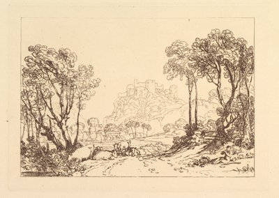 El castillo sobre los prados Liber Studiorum, parte II, placa 8, 1808 de Joseph Mallord William Turner