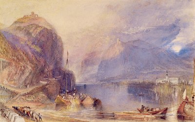 Los Drachenfels, Alemania, c.1823-24 (acuarela y acuarela con raspado sobre lápiz sobre papel) de Joseph Mallord William Turner