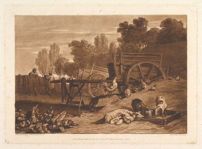 El corral con el gallo, parte IV, placa 17, 29 de marzo de 1809 de Joseph Mallord William Turner
