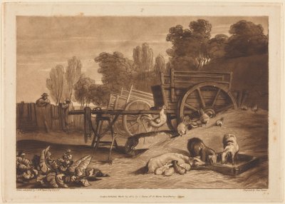 El corral de la granja con el gallo de Joseph Mallord William Turner