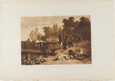 El Patio de la Granja con el Gallo, lámina 17 de Liber Studiorum de Joseph Mallord William Turner