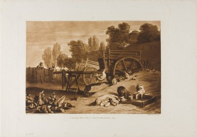 El corral con el gallo, lámina 17 de Liber Studiorum de Joseph Mallord William Turner