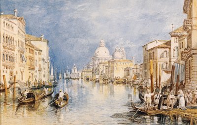 El Gran Canal, Venecia, con góndolas y figuras en primer plano, c.1818 de Joseph Mallord William Turner