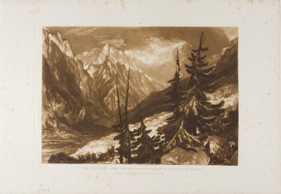 El origen del Arveron, lámina 60 de Liber Studiorum de Joseph Mallord William Turner