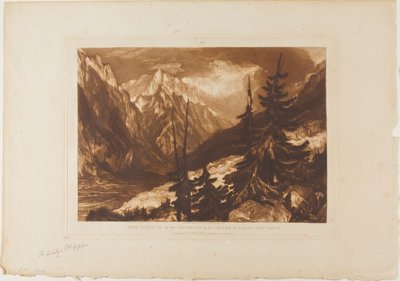 La fuente del Arveron, lámina 60 de Liber Studiorum de Joseph Mallord William Turner