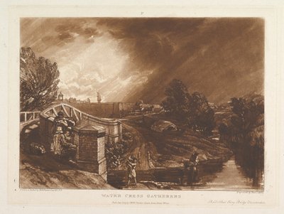 Recolectores de Berros, Puente del Ferry Rails Head, Twickenham Liber Studiorum, 1 de enero de 1819 de Joseph Mallord William Turner