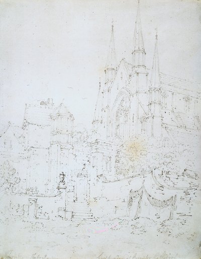 Ventana oeste de la catedral de Worcester (lápiz sobre papel blanco) de Joseph Mallord William Turner
