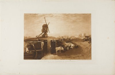 Molino de viento y esclusa, placa 27 de Liber Studiorum de Joseph Mallord William Turner