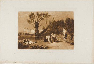 Jóvenes pescadores, lámina 32 de Liber Studiorum de Joseph Mallord William Turner