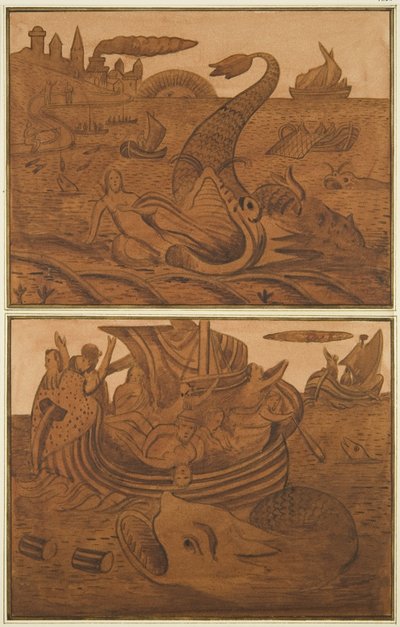 2 Escenas de la vida de Jonás en un Antiguo Cofre de Roble en el Asilo de Huérfanos, Hook