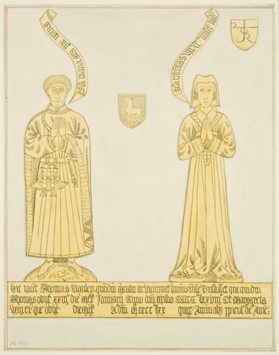 Lámina de Thomas Rowley y su esposa en el pasillo central de la Iglesia de St John