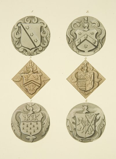 Escudos de armas en lápidas en la Iglesia de St Thomas de Joseph Manning