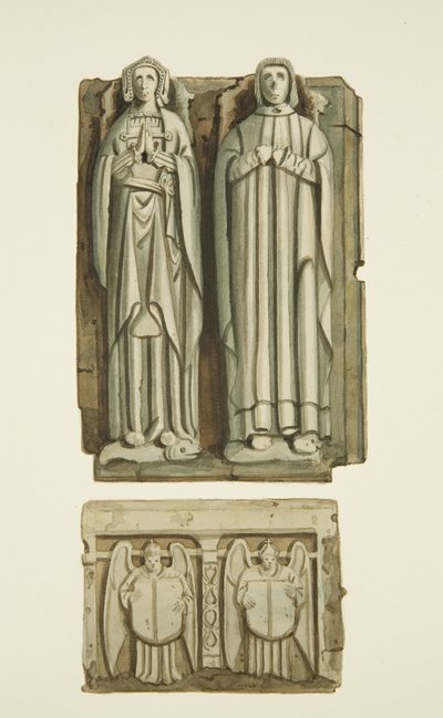 Efigies en la tumba de Thomas Rowley y su esposa en la cripta de la Iglesia de San Juan de Joseph Manning