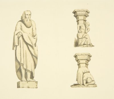 Figura y dos ménsulas en nichos de la Torre de Santa María Redcliffe de Joseph Manning