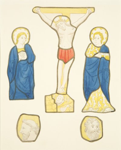 Figuras en vitrales en ventana privada en el Palacio del Obispo de Joseph Manning