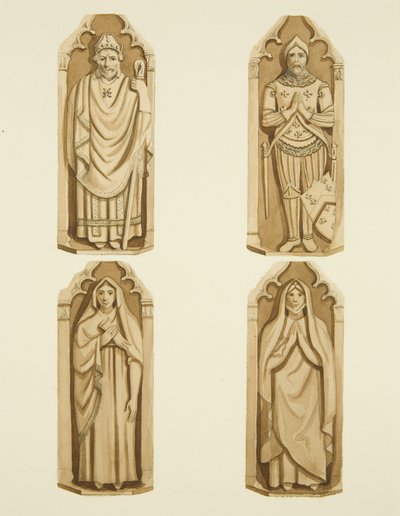 Cuatro figuras decorando las puertas hechas por Clarke, a cada lado del altar de San Marcos de Joseph Manning