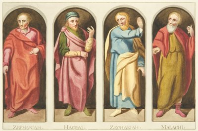 Cuatro profetas menores pintados en el lado oeste de la pantalla que divide la nave del coro de la Catedral de Bristol de Joseph Manning