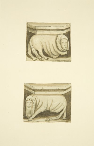 Cuatro trabes en el pórtico norte (originalmente soportando estatuas) de St Mary Redcliffe de Joseph Manning