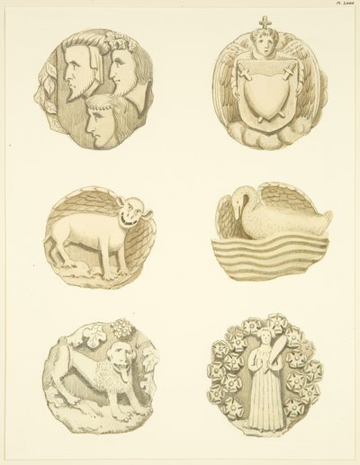 Piedras de bóveda (jefes) en el techo de Redcliffe Church de Joseph Manning