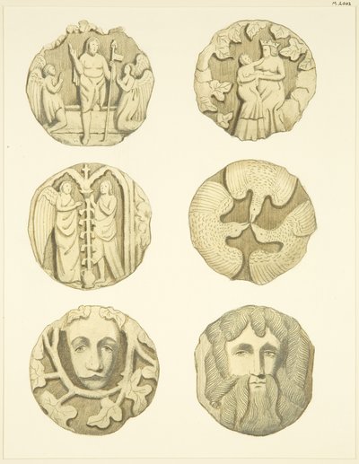 Piedras de bóveda (jefes) en el techo de la Iglesia de Redcliffe de Joseph Manning