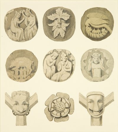 Piedras de bóveda en el techo de la Iglesia de Redcliffe de Joseph Manning
