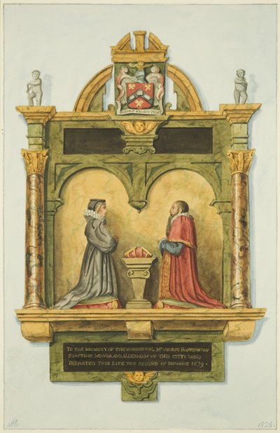 Monumento de Harrington sobre la puerta de la sacristía en la Iglesia de San Pedro de Joseph Manning