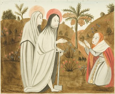 Pintura en piedra encontrada en el confesionario del pasillo norte de San Marcos de Joseph Manning
