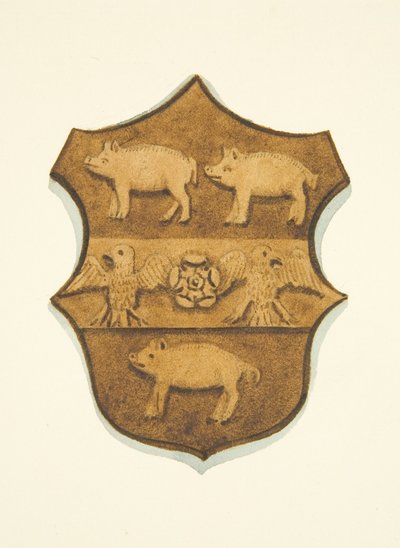 Escudo de Paul Bush tallado en roble en el Trono del Obispo de la Catedral de Bristol de Joseph Manning