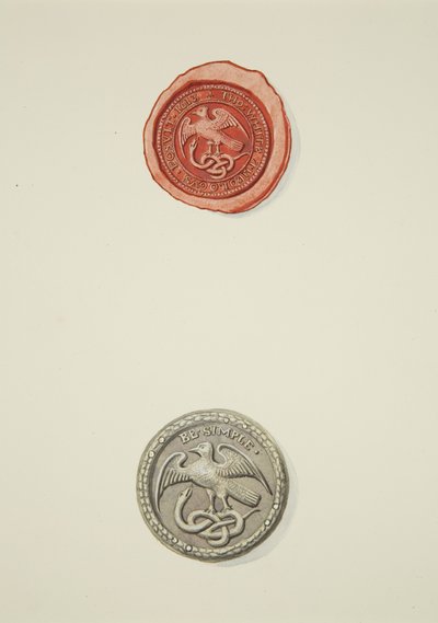 Sello inscrito con Thomas White y emblema, ambos del Hospital del Templo de Joseph Manning