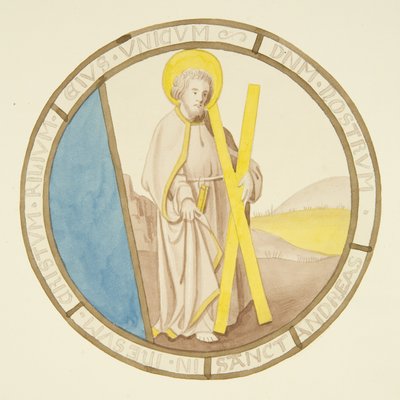 Vidriera en la ventana de la capilla privada del Palacio del Obispo: San Andrés de Joseph Manning