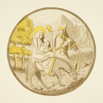 Vitral en la ventana de la capilla privada del Palacio del Obispo: La Huida a Egipto de Joseph Manning