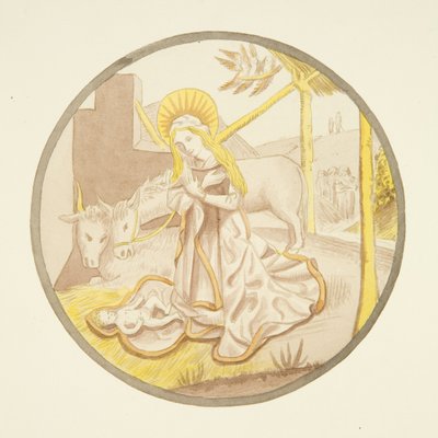 Vitral en la ventana de la capilla privada del Palacio del Obispo: La Natividad de Joseph Manning