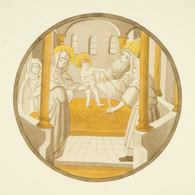 Vitral en la ventana de la capilla privada del Palacio del Obispo: La presentación en el templo de Joseph Manning