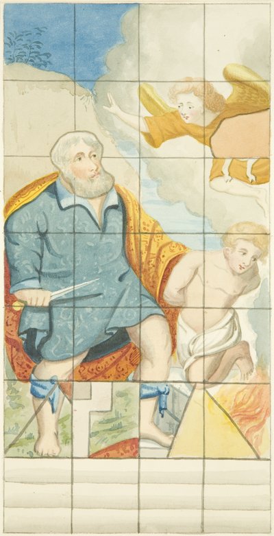 Vitrales en el extremo este de la nave norte de la Catedral de Bristol mostrando a Abraham e Isaac de Joseph Manning