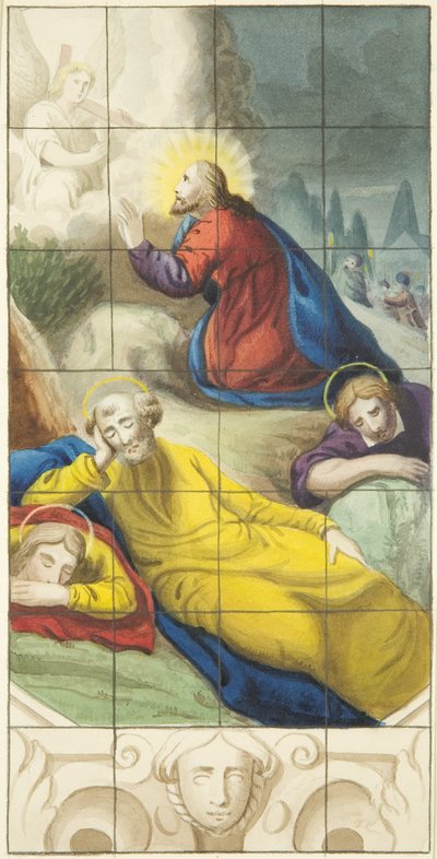 Vitral en el extremo este del pasillo norte de la Catedral de Bristol mostrando a Cristo en el Jardín en Agonía de Joseph Manning