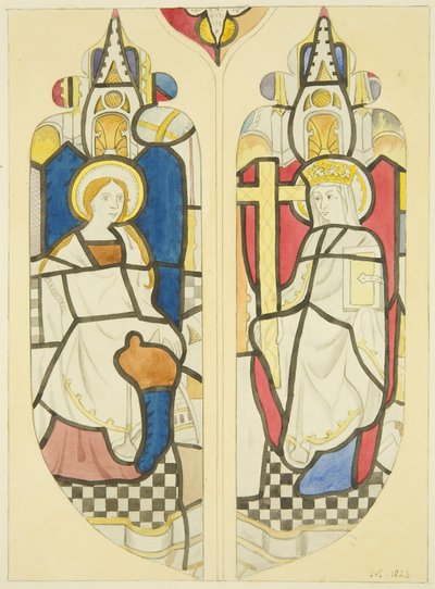 Dos figuras en la ventana este del transepto norte de Santa María Redcliffe de Joseph Manning