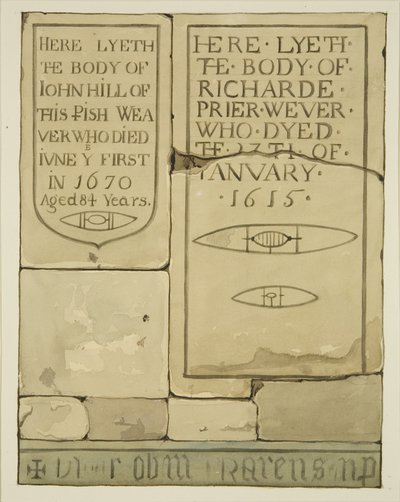 Dos lápidas en la Capilla de los Tejedores en la Iglesia del Templo de Joseph Manning