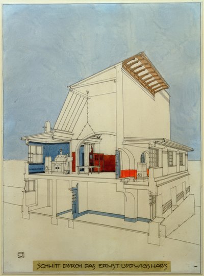 Sección a través de la Casa Ernst-Ludwig de Joseph Maria Olbrich