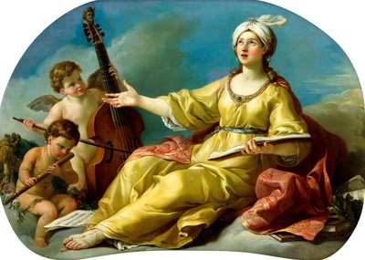 Una personificación de la música, cantando con putti tocando un violín y una flauta, 1758 de Joseph Marie Vien