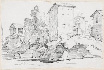 Edificios de Granja Italianos junto a un Arroyo de Joseph Marie Vien