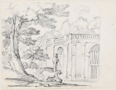 Logia y estatuaria en un jardín italiano de Joseph Marie Vien