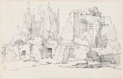 Ruinas romanas con un grupo de cipreses de Joseph Marie Vien