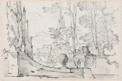 Vista a través del muro de un jardín italiano de Joseph Marie Vien